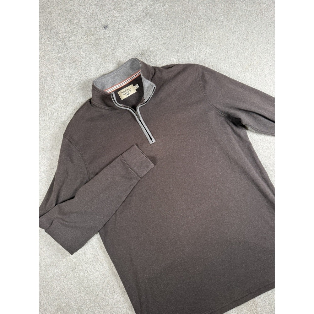 The Normal Brand Sweater Size L Tall Brown 1/4 Zip Pullover Mock Neck Stretch